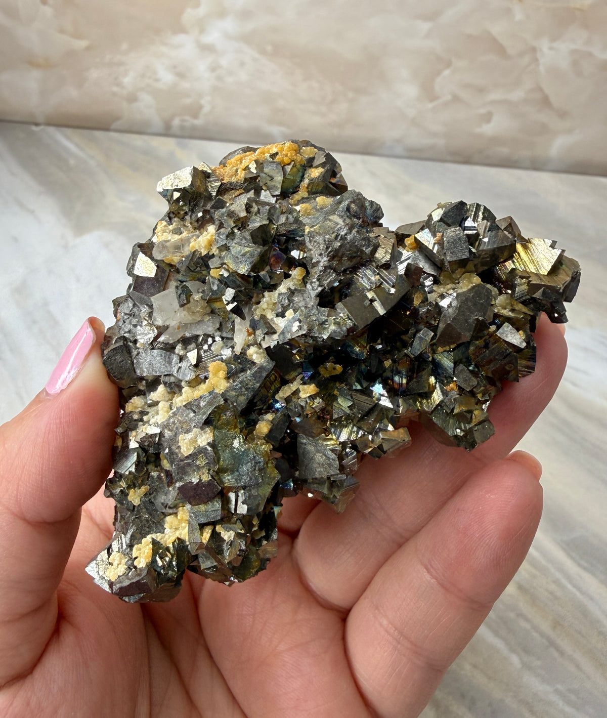 Iridescent Pyrite Cluster