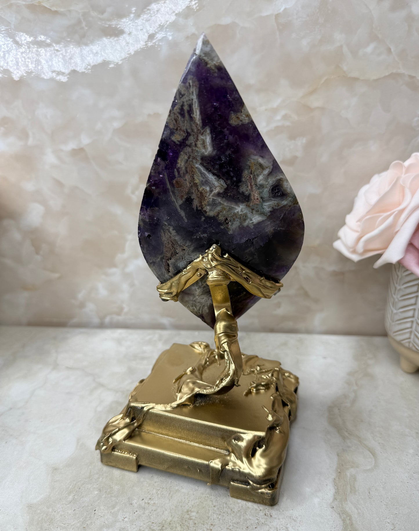 Amethyst Flame on Gold Stand
