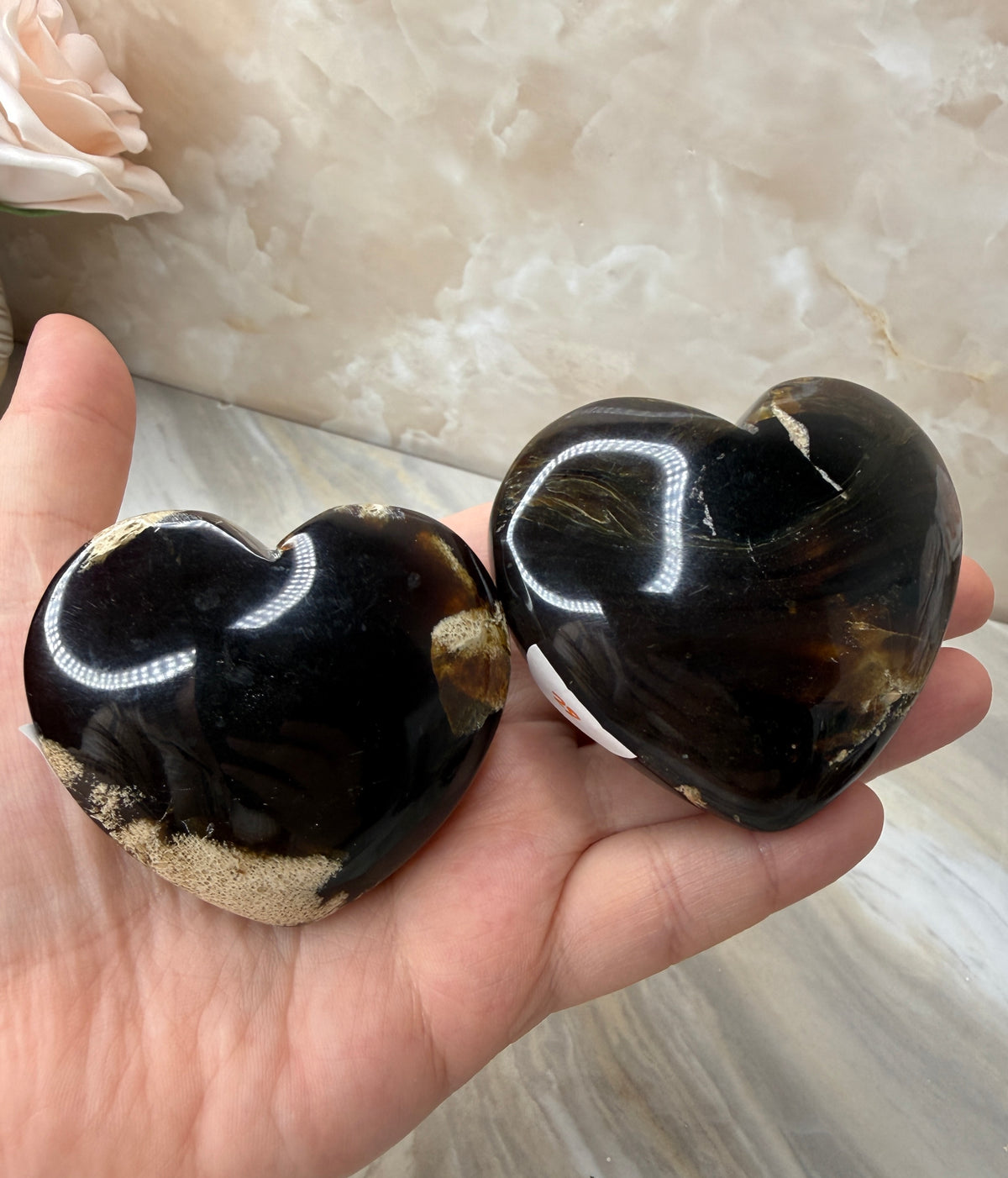 UV Reactive Indonesian Blue Amber Heart