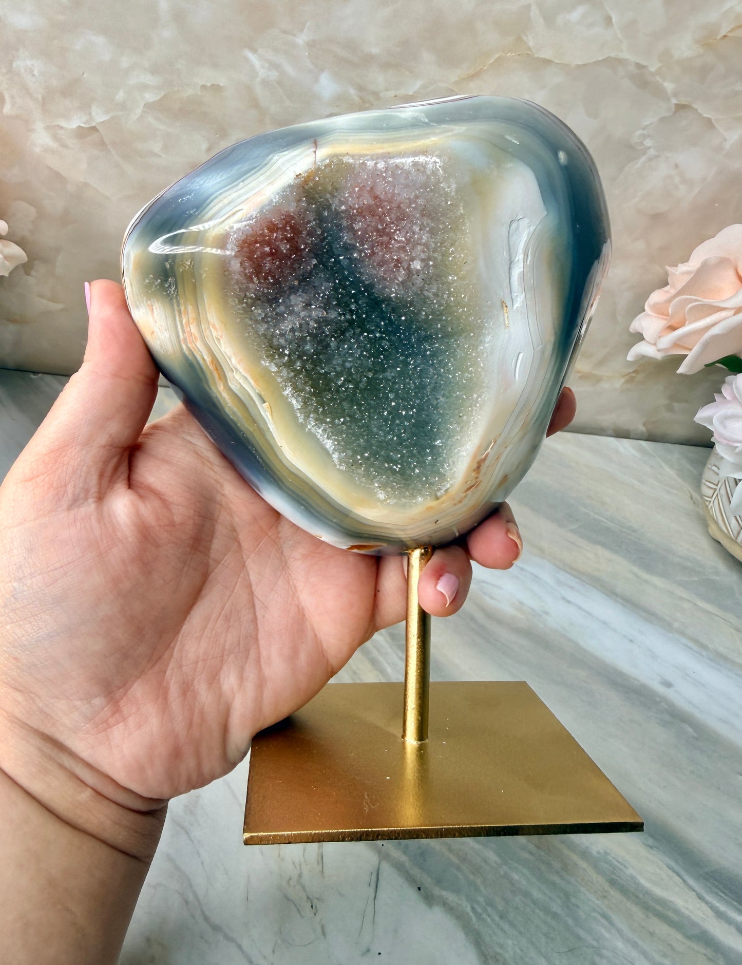 Druzy Agate on Stand