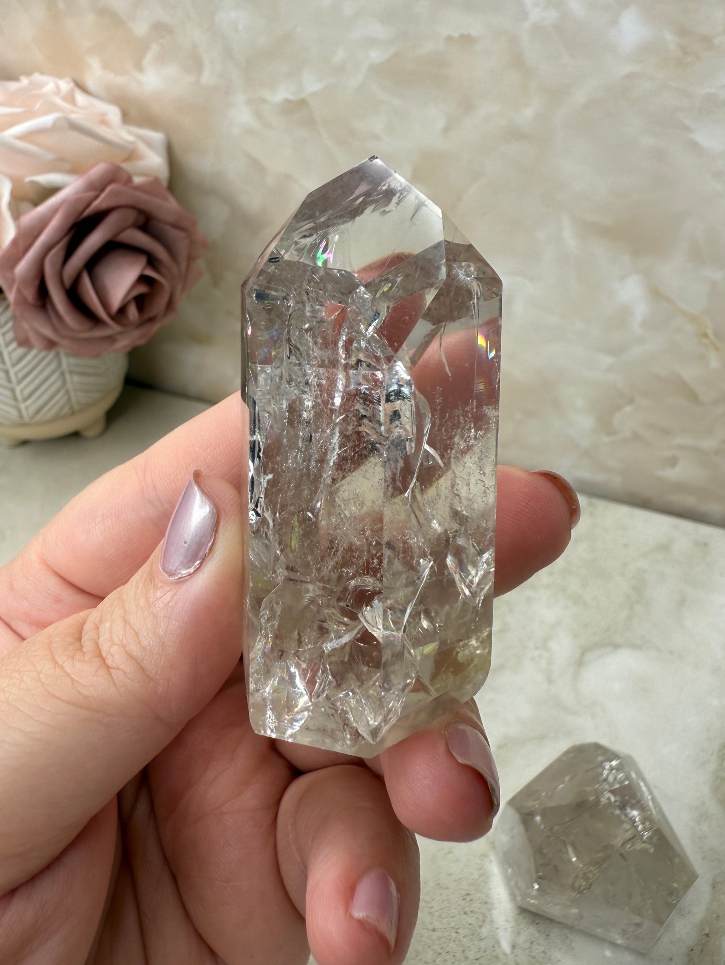 Crackle Smokey Quartz Tower