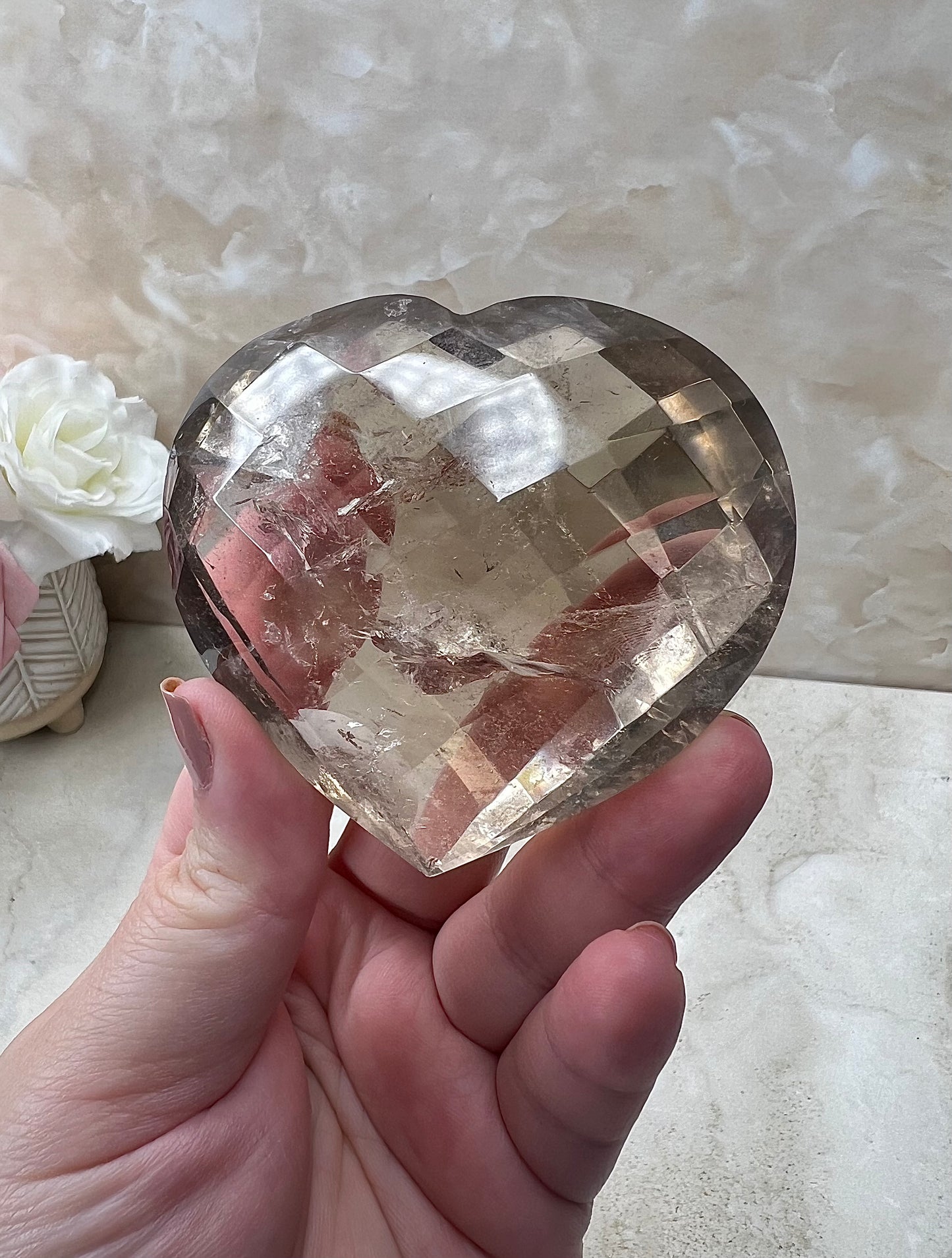 Faceted Smokey Quartz Heart from Brazil