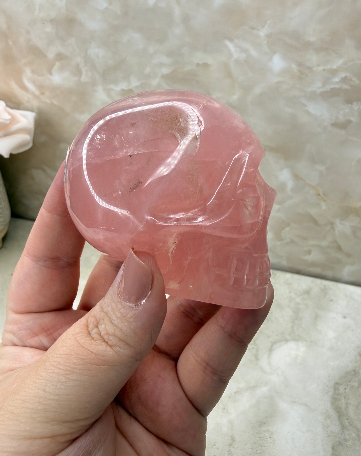 High Quality Rose Quartz Skull