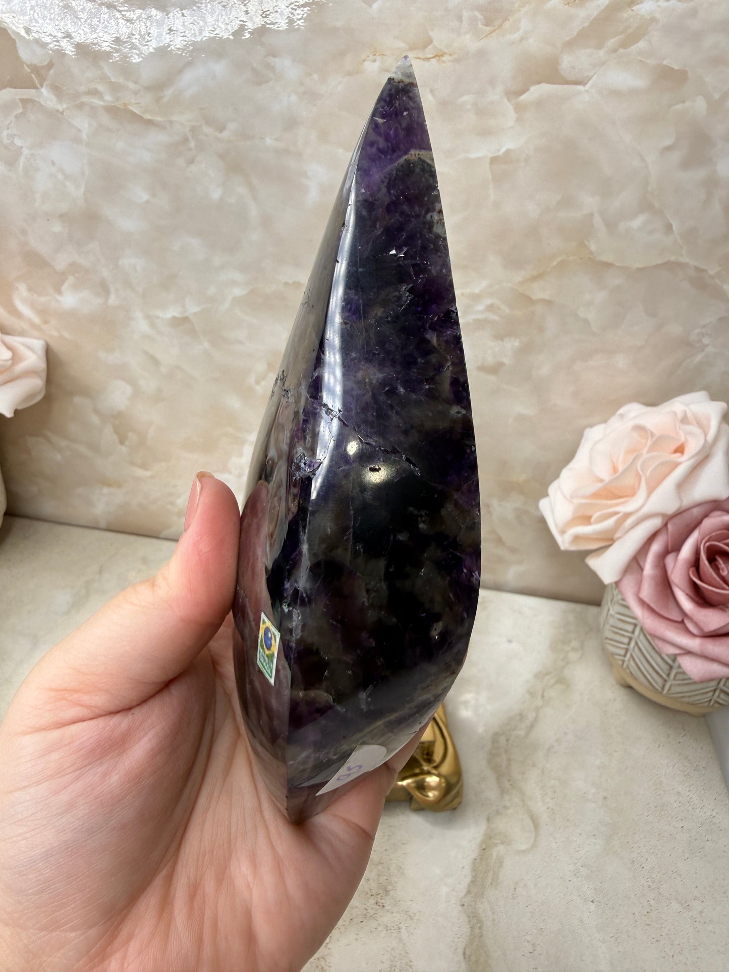 Amethyst Flame on Gold Stand