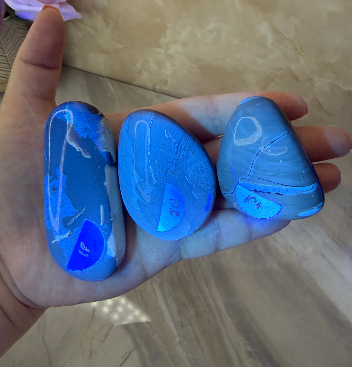 UV Reactive Indonesian Blue Amber Freeform
