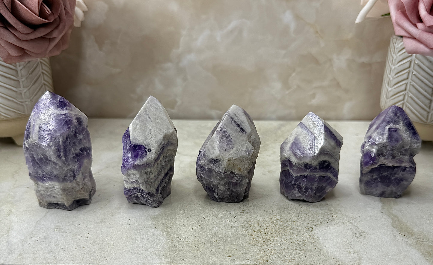 Chevron Amethyst Semi-polished Tower