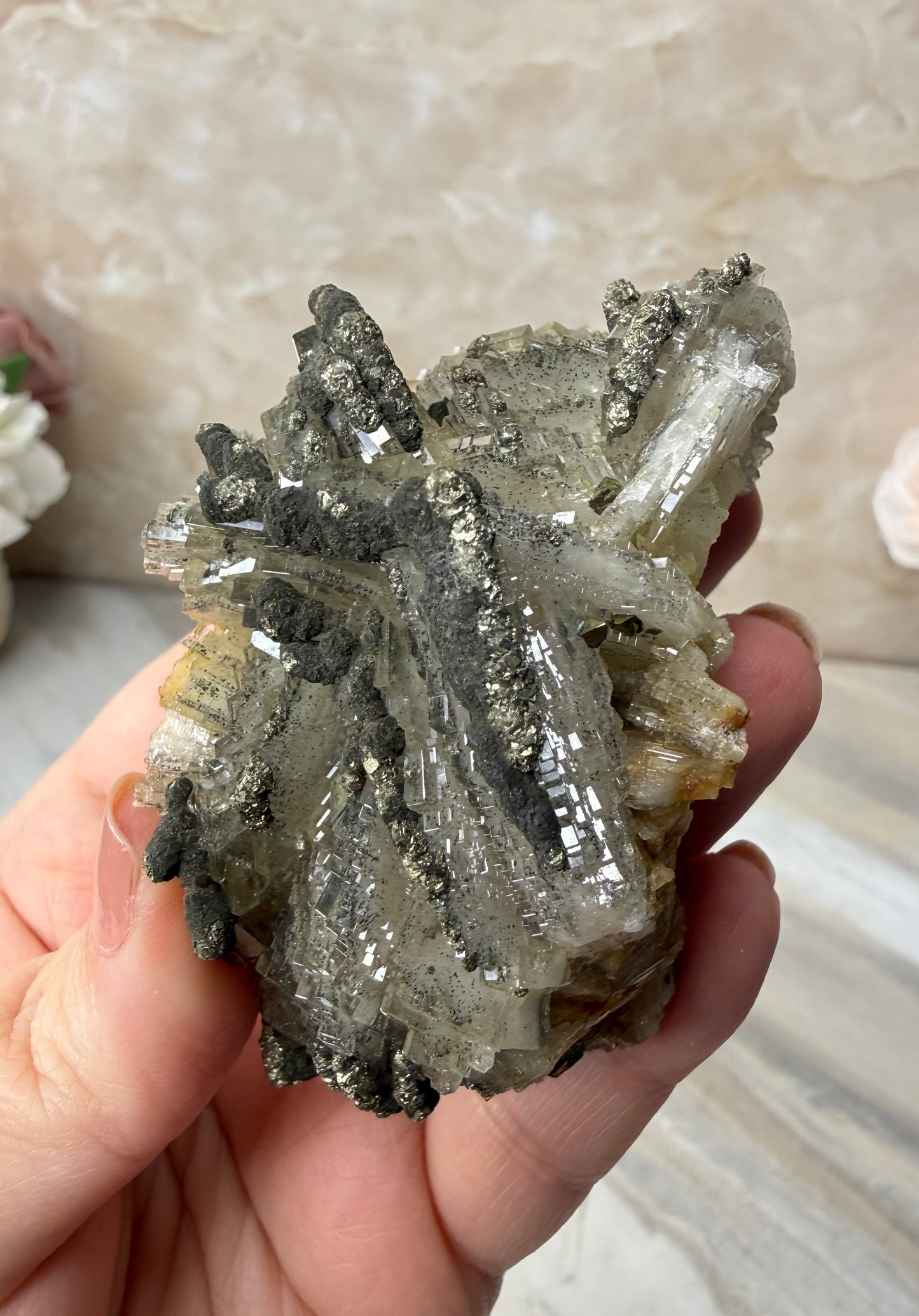 Barite with Pyrite Cluster from Morocco