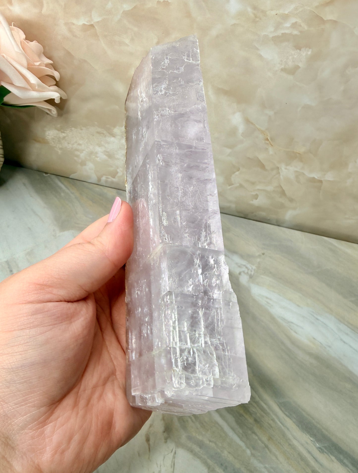 Half Polished Purple Calcite from Madagascar