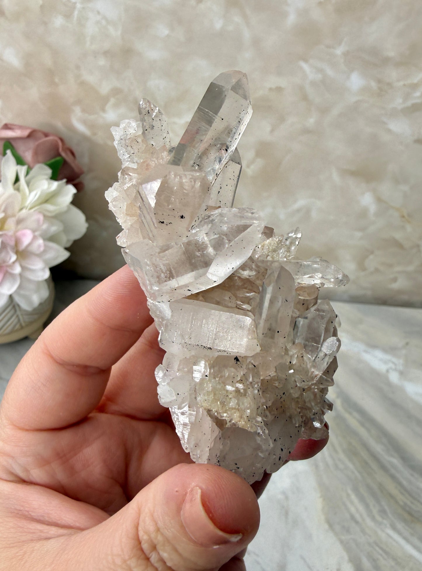 Pink Himalayan Quartz Cluster