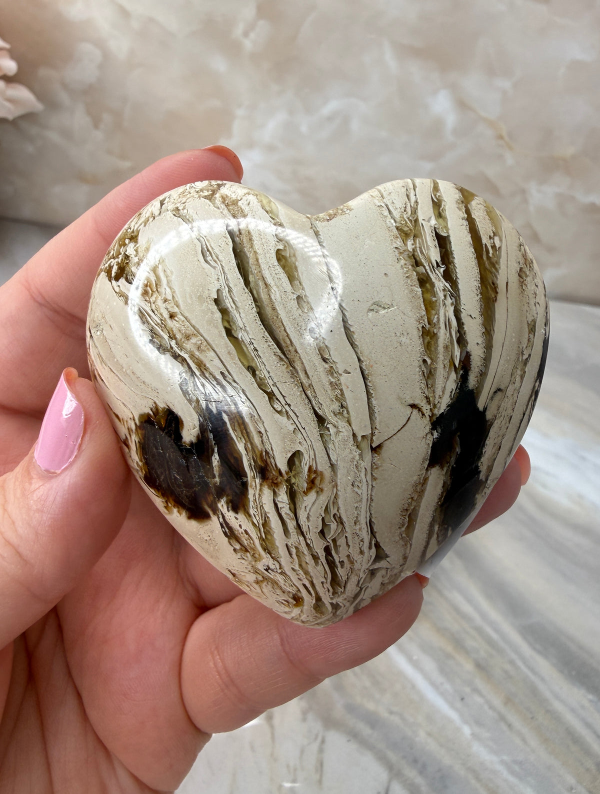 UV Reactive Indonesian Blue Amber Heart