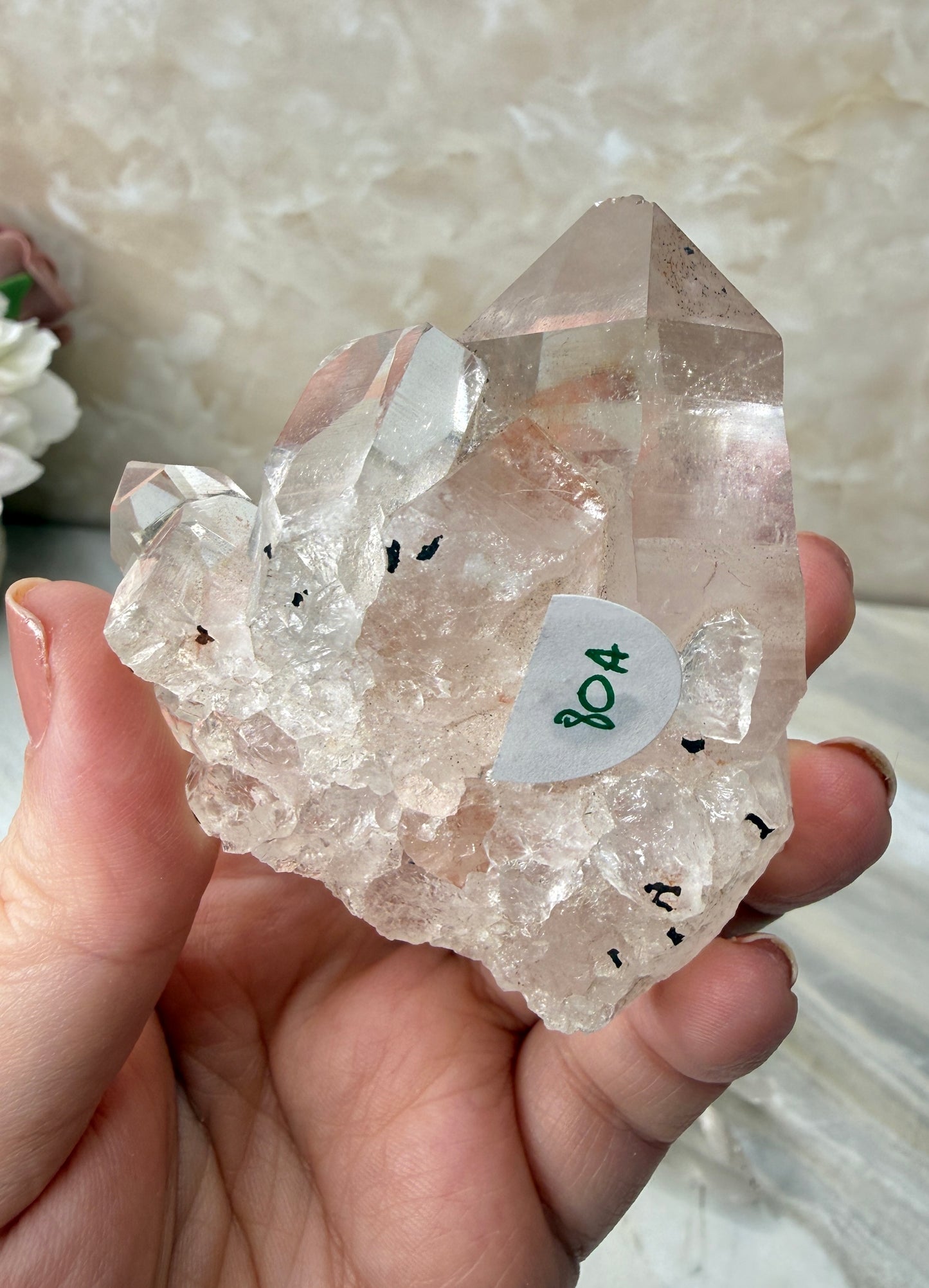 Pink Himalayan Quartz Cluster