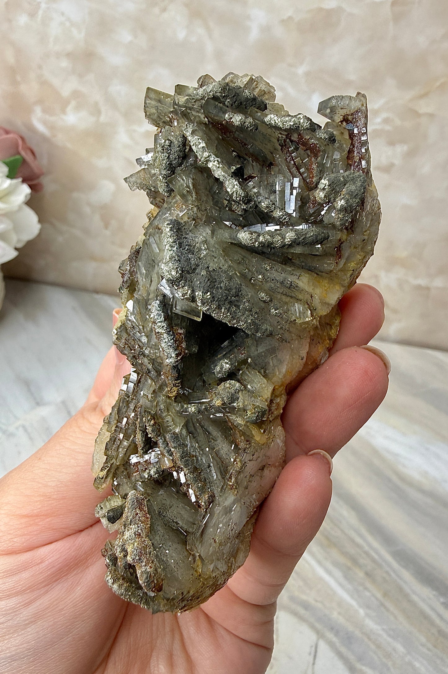 Barite with Pyrite Cluster from Morocco