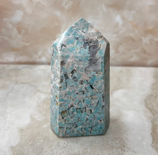 Amazonite & Smokey Quartz Tower