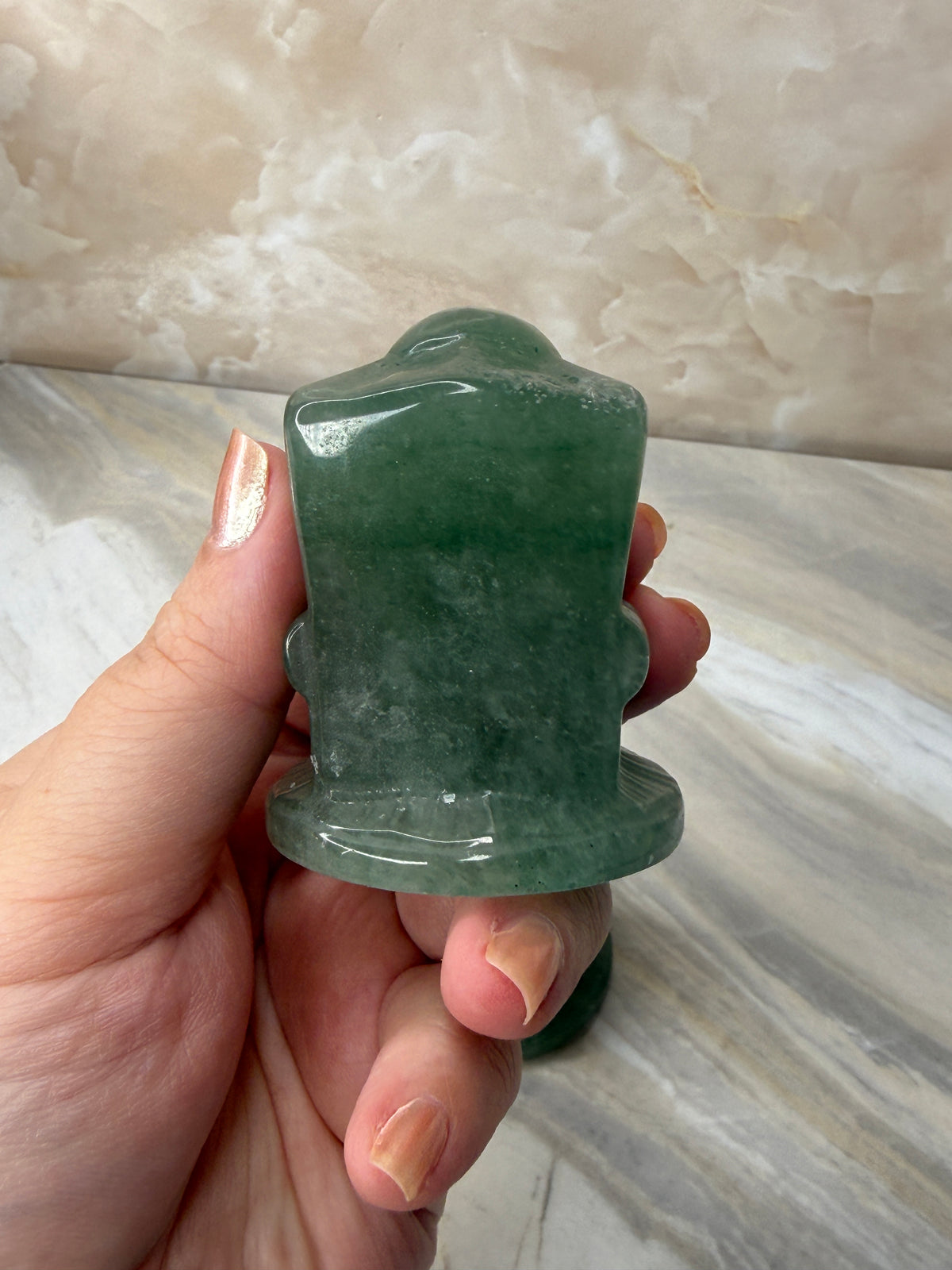 Green Aventurine Scream Carving