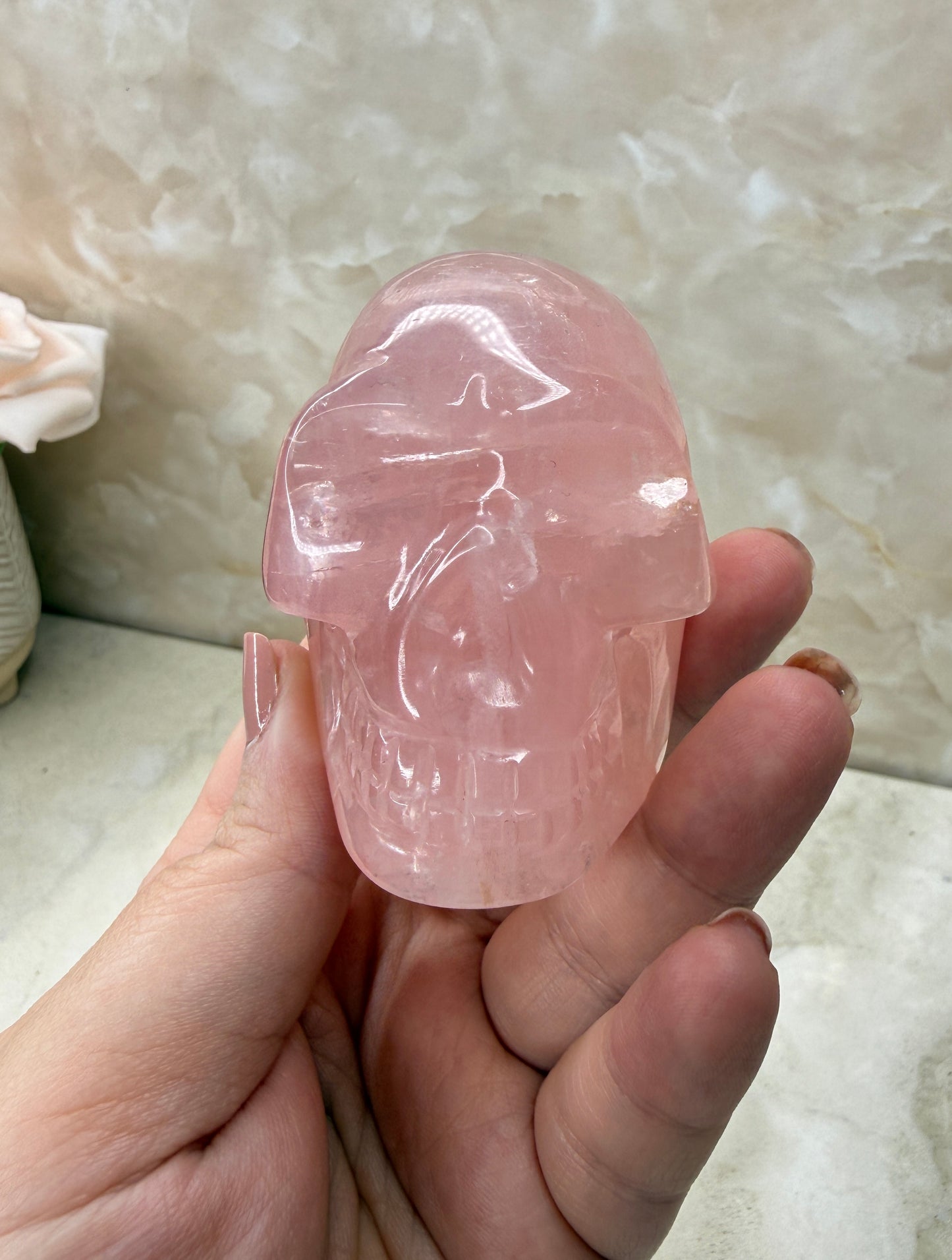 High Quality Rose Quartz Skull