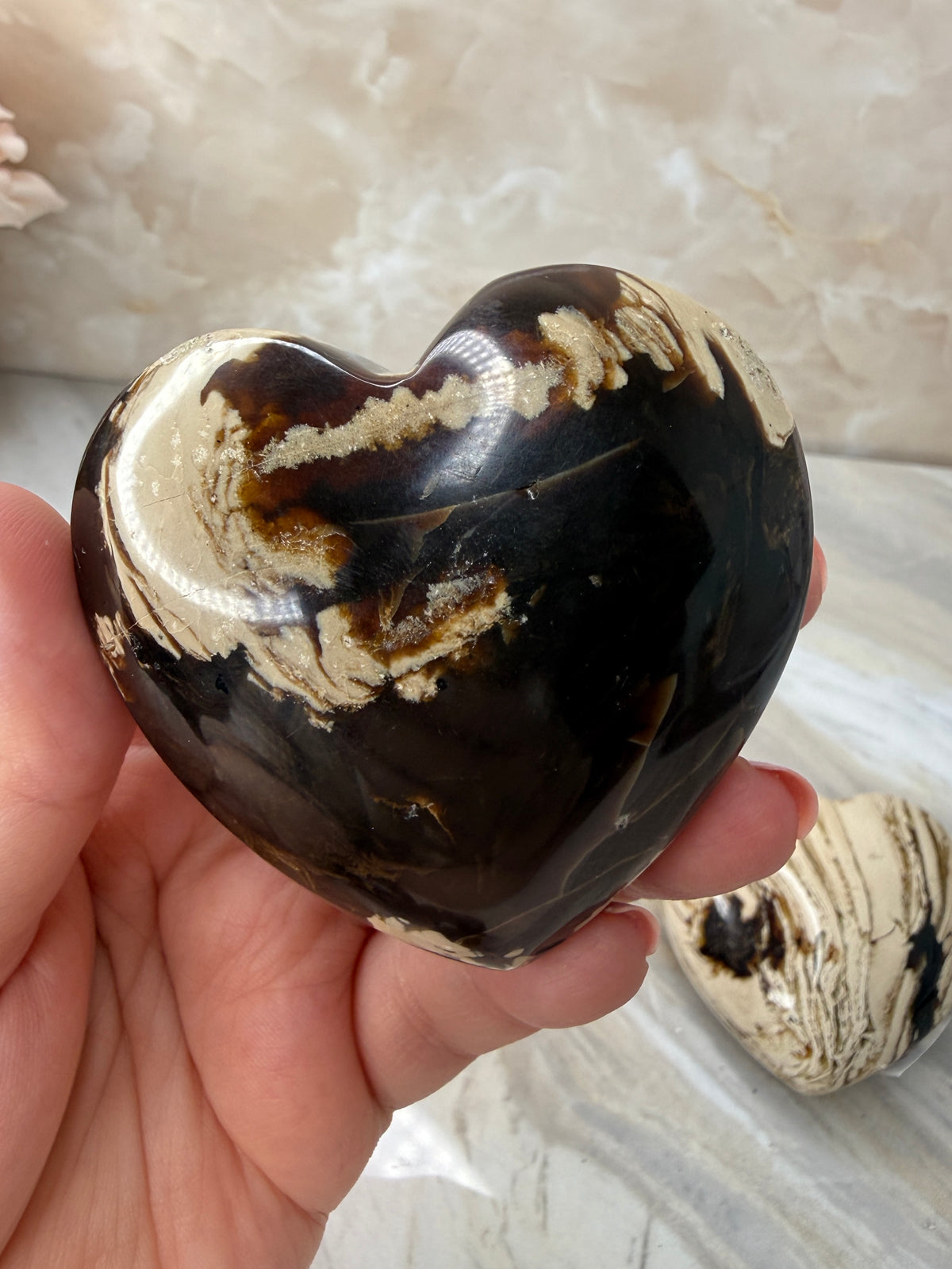 UV Reactive Indonesian Blue Amber Heart