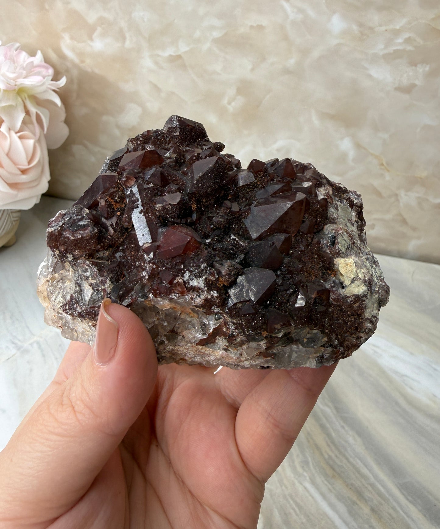 Red Hematite Quartz Cluster from Morocco