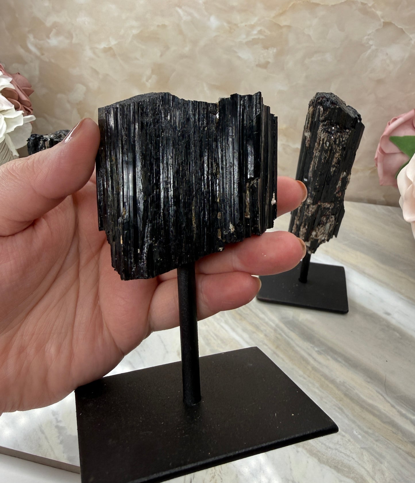 Black Tourmaline on Stand