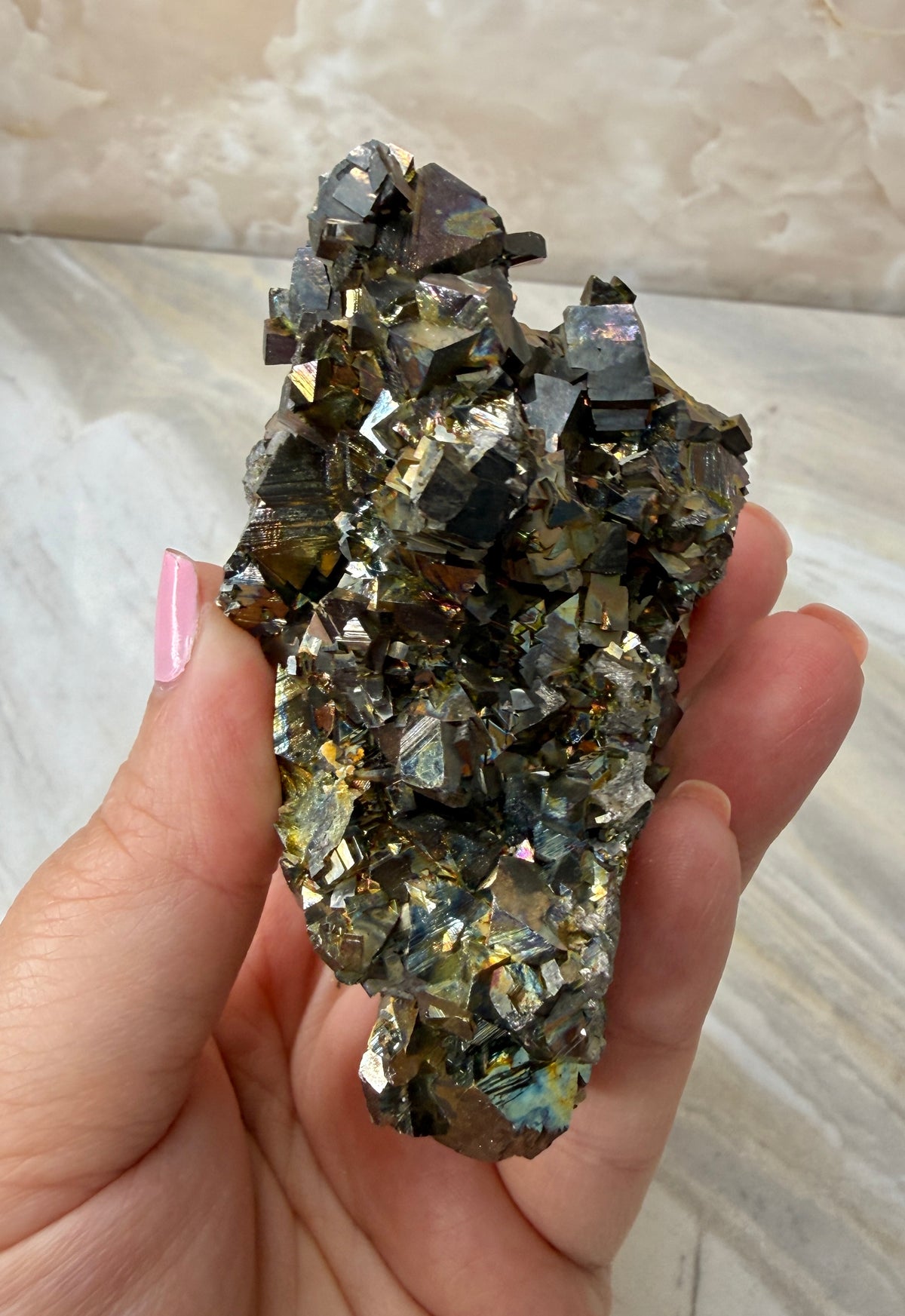 Iridescent Pyrite Cluster