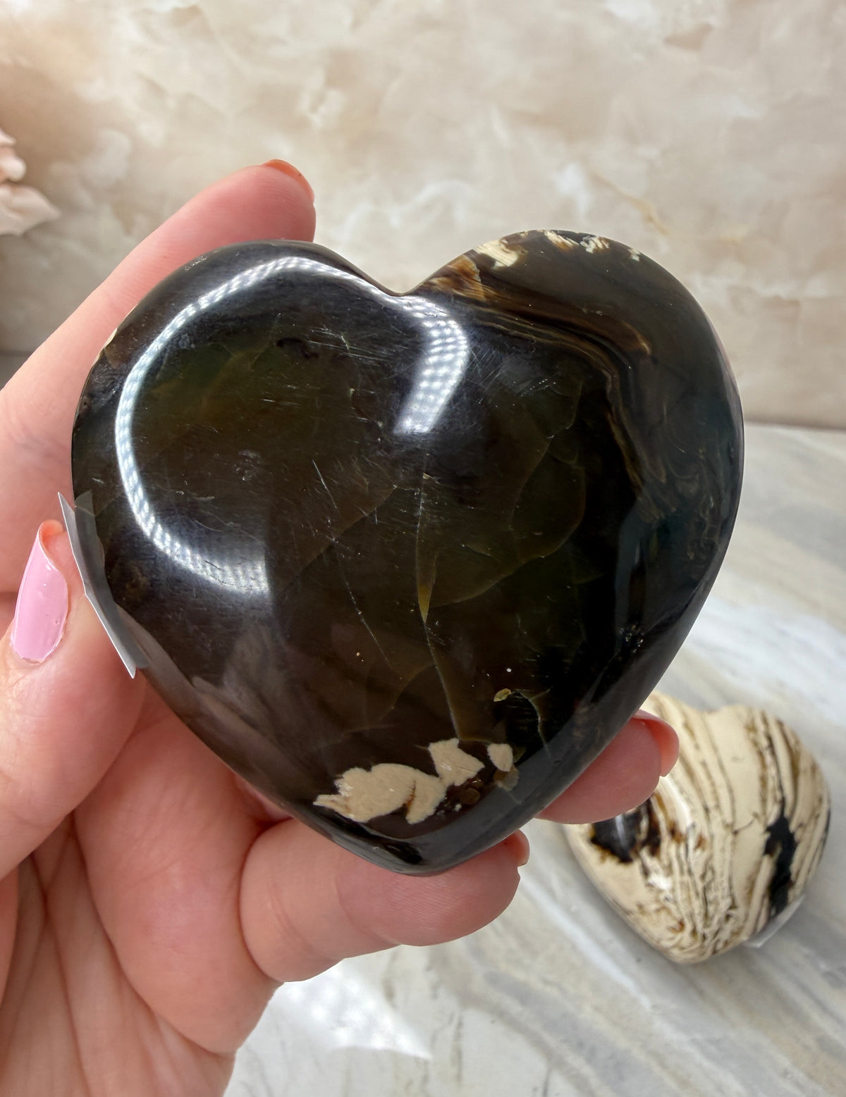 UV Reactive Indonesian Blue Amber Heart