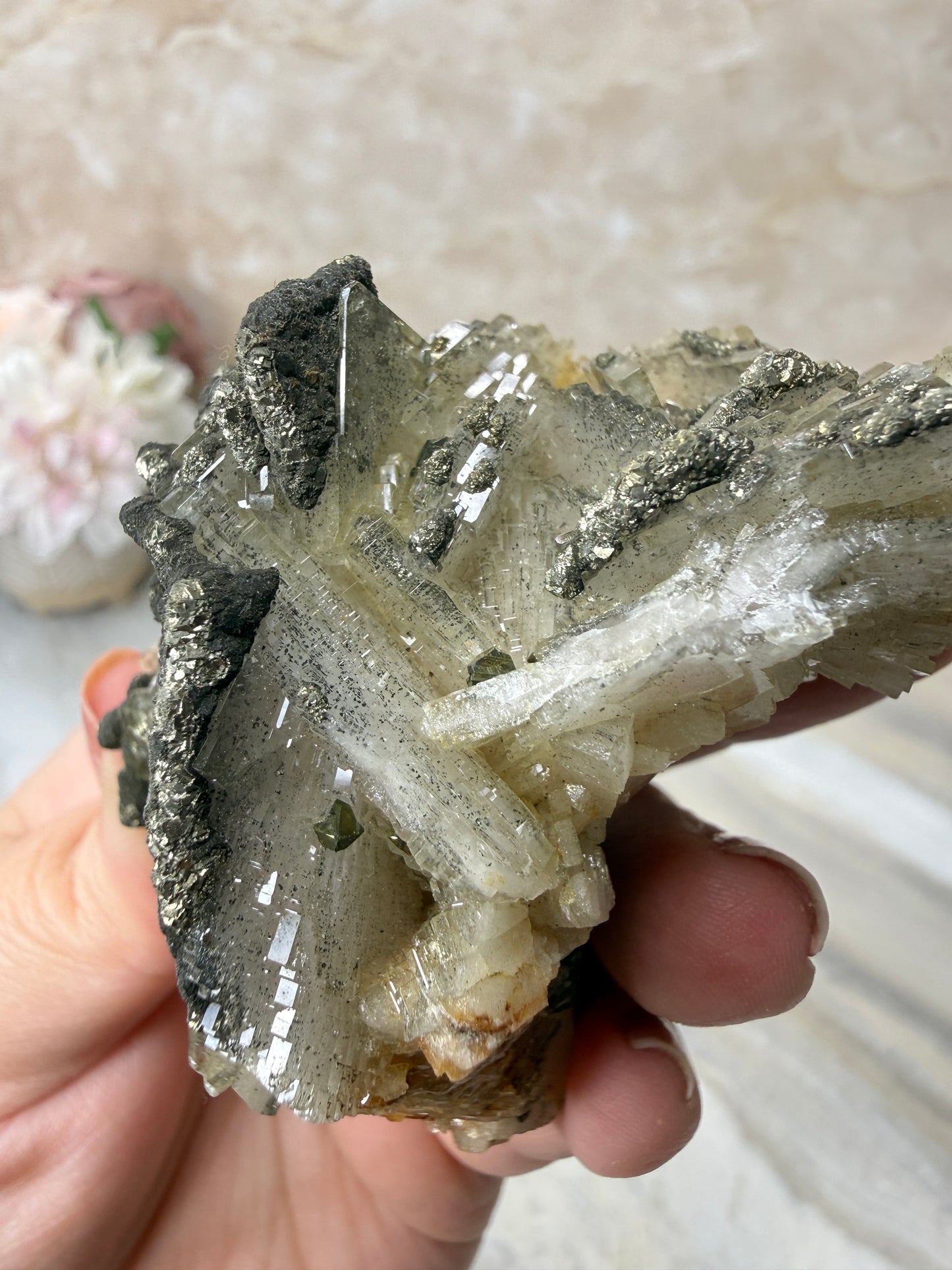 Barite with Pyrite Cluster from Morocco