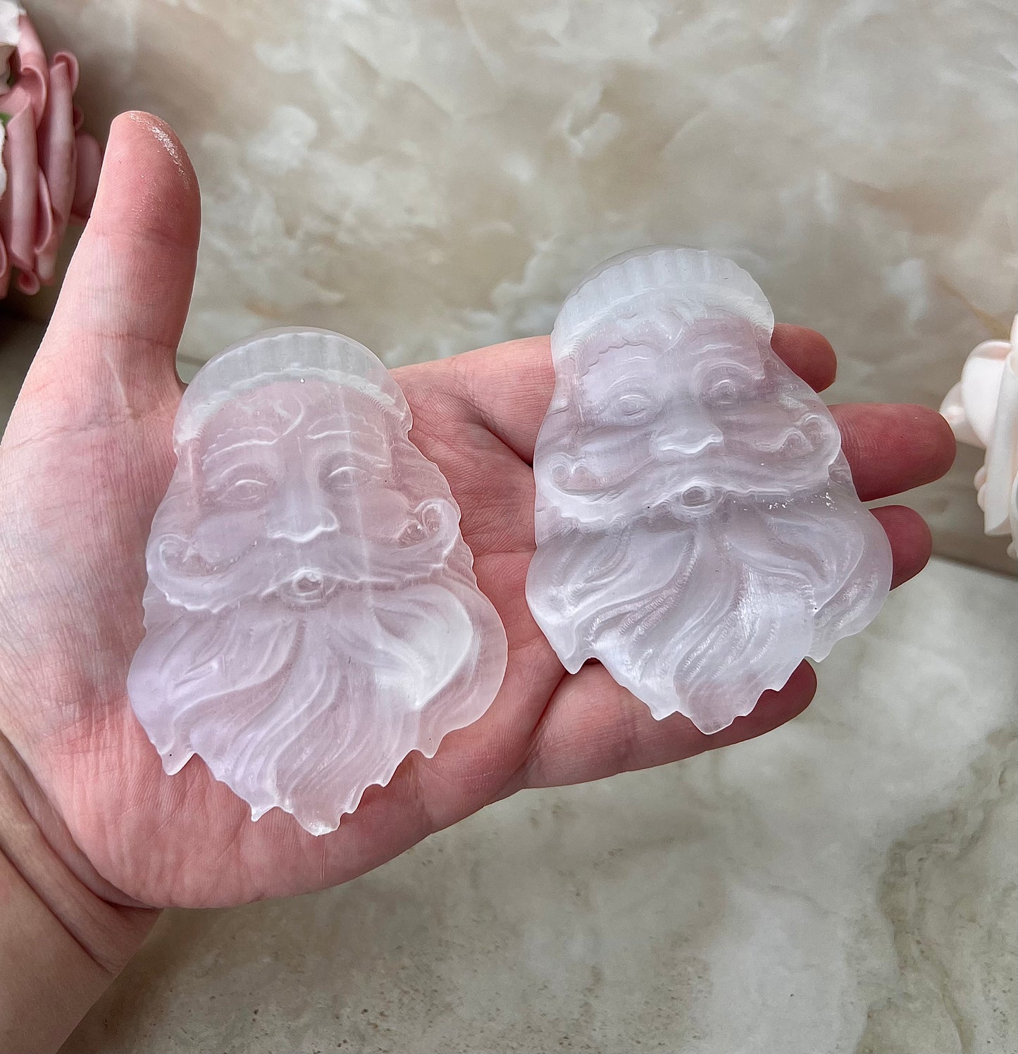 Selenite Santa Carving