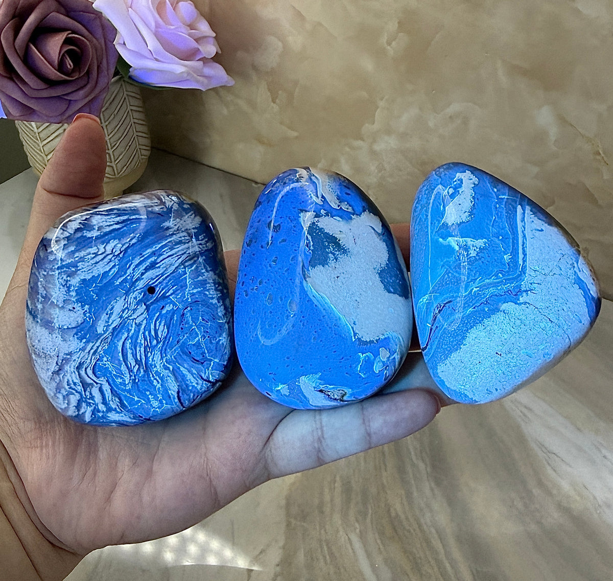 UV Reactive Indonesian Blue Amber Freeform