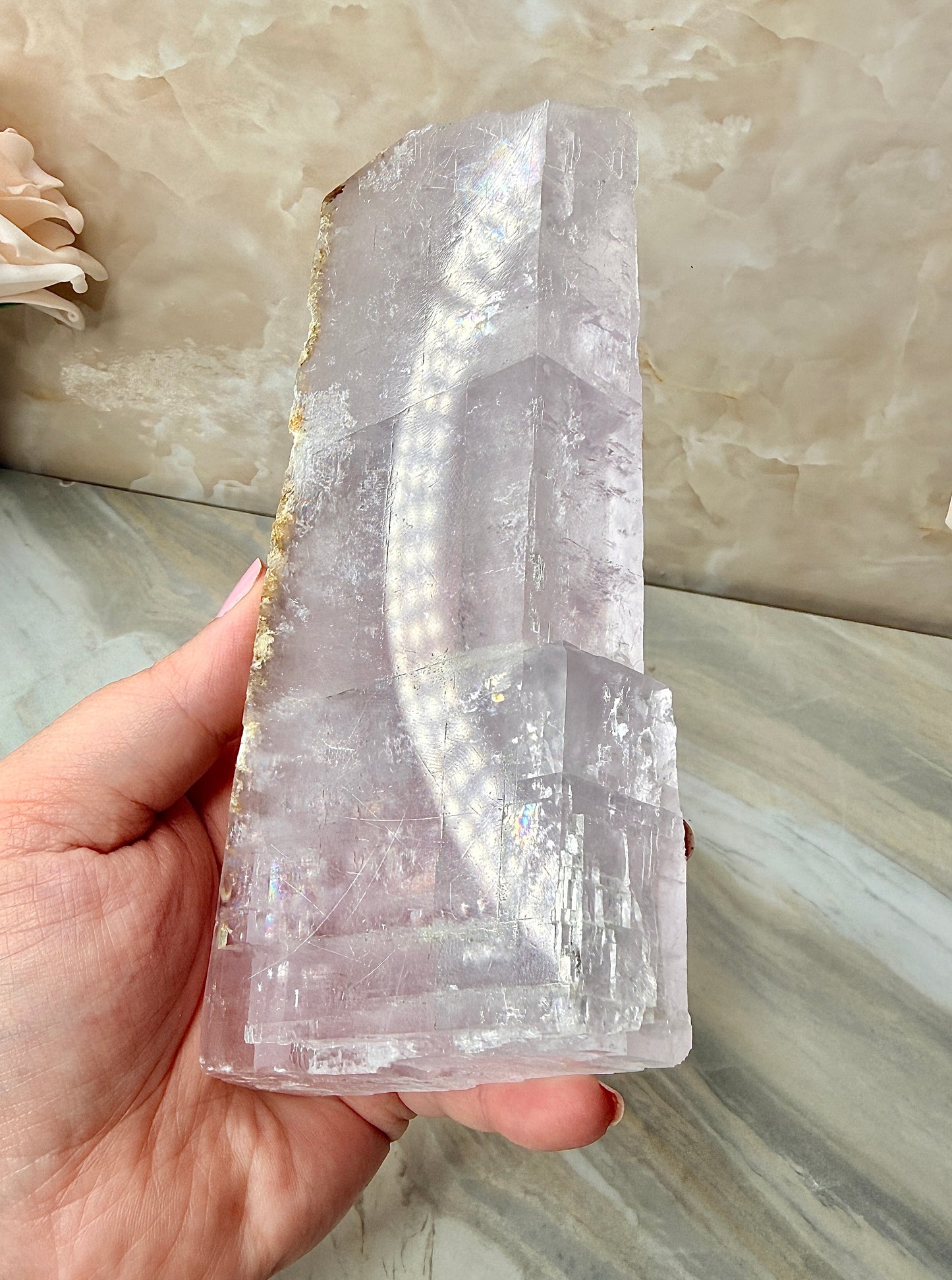 Half Polished Purple Calcite from Madagascar