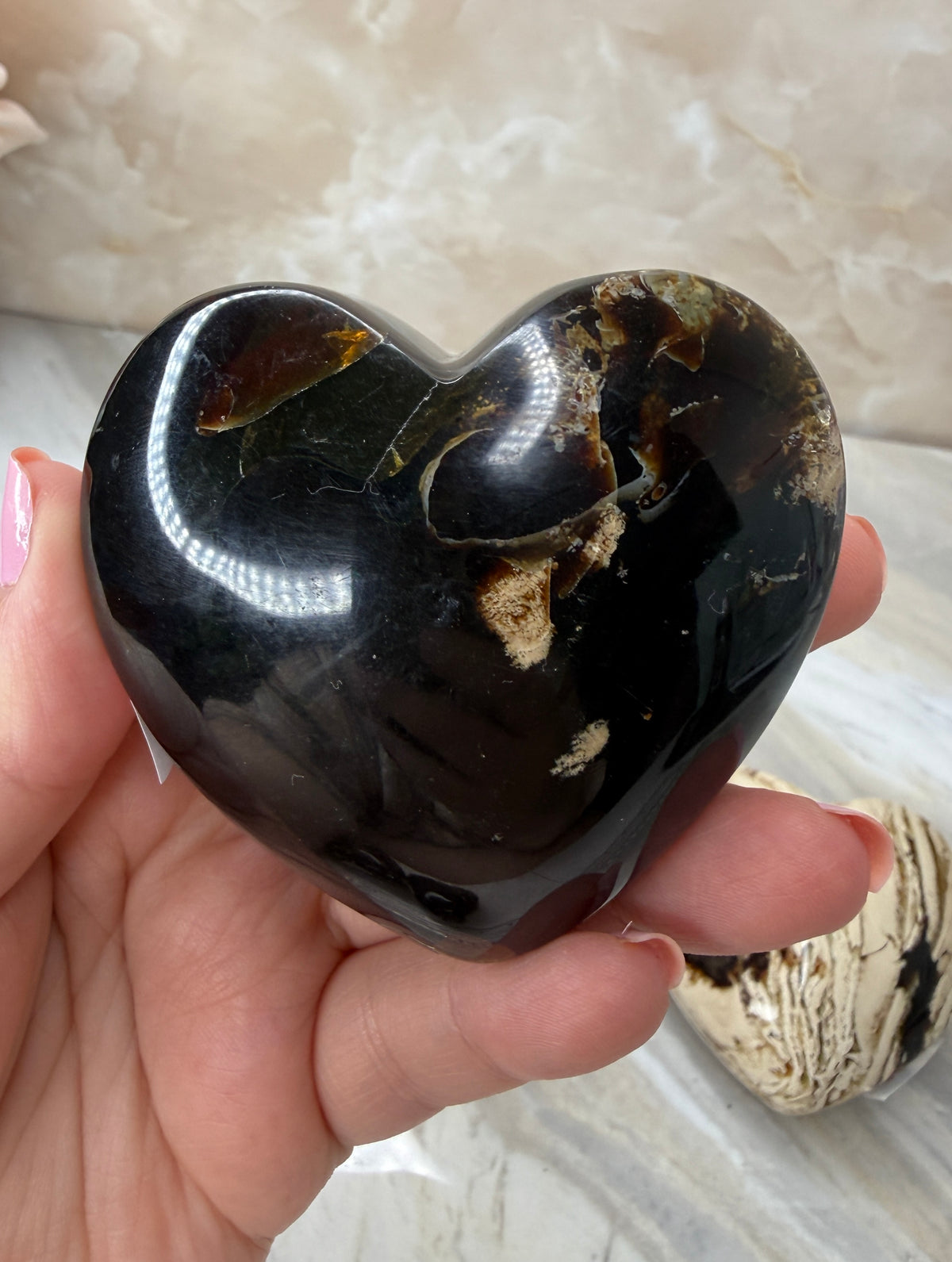 UV Reactive Indonesian Blue Amber Heart