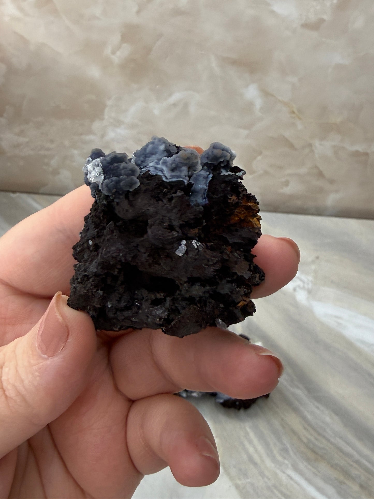 Chalcedony & Aragonite on Goethite
