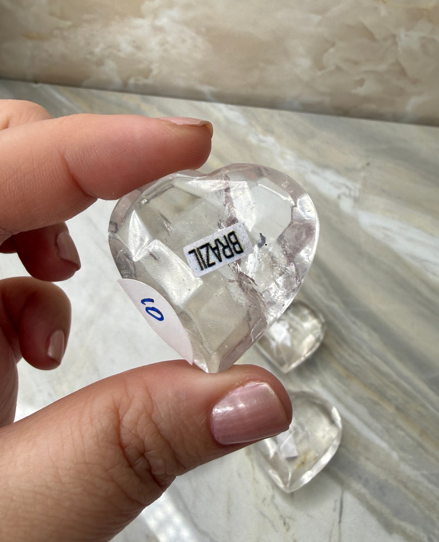 Clear Quartz Faceted Heart from Brazil