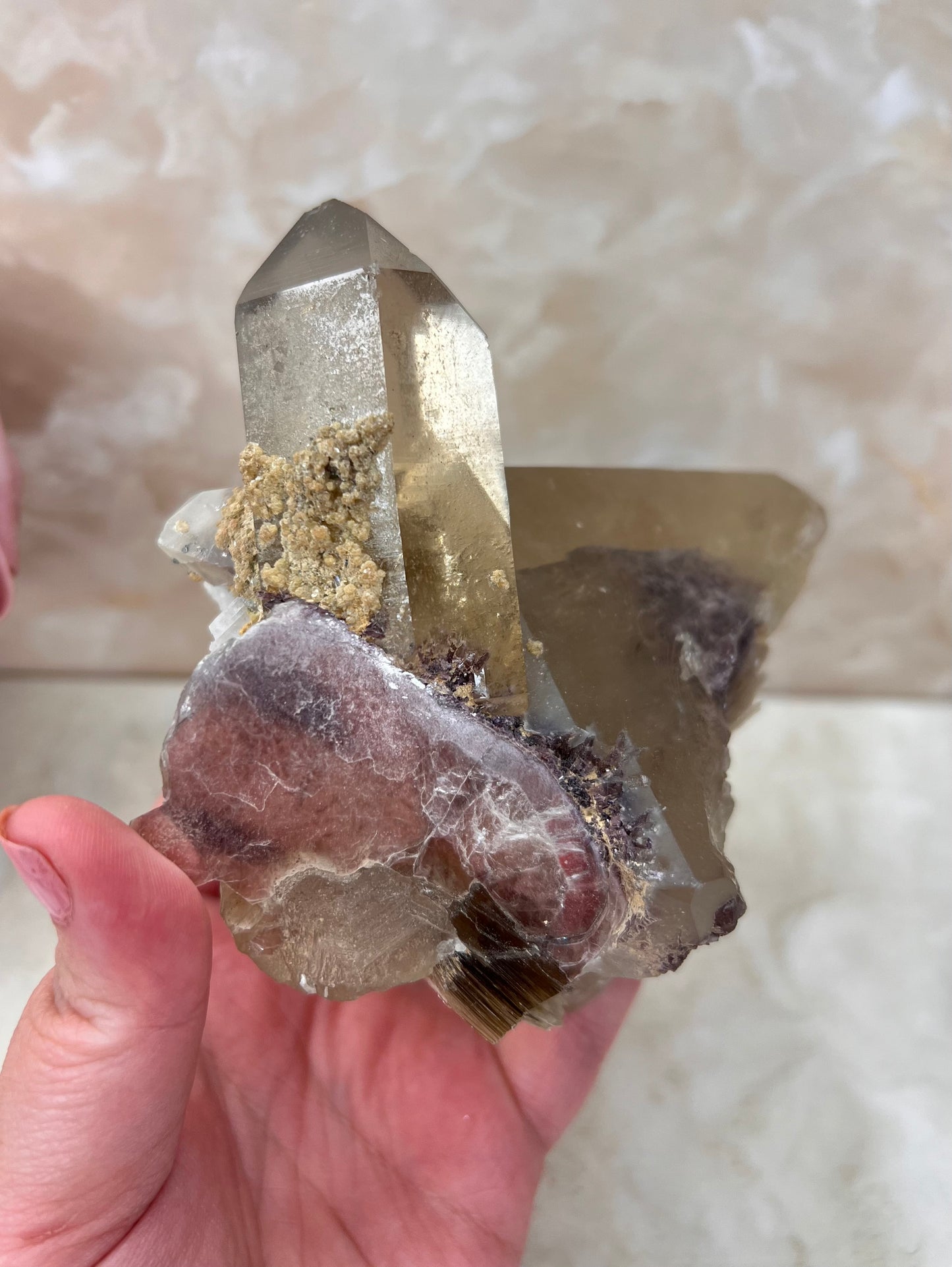 Citrine with Gem Lepidolite & Muscovite inclusions