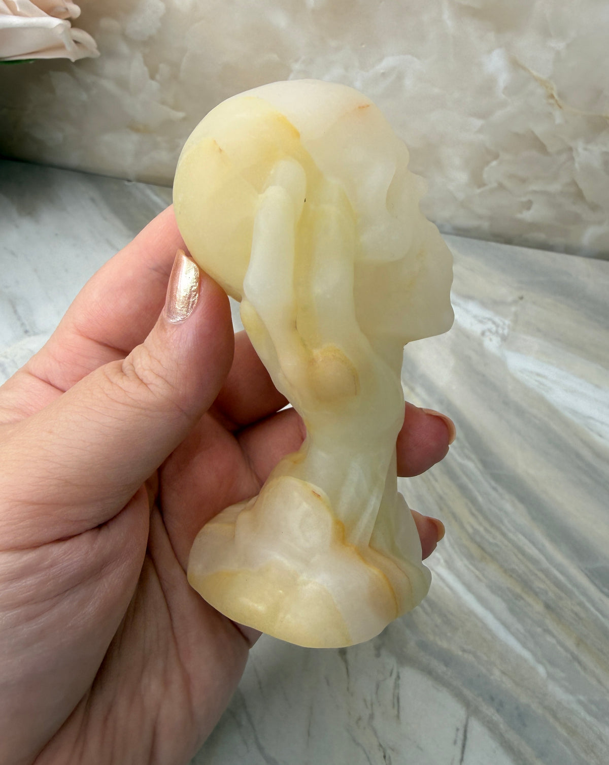 Onyx Skull in Hand Carving