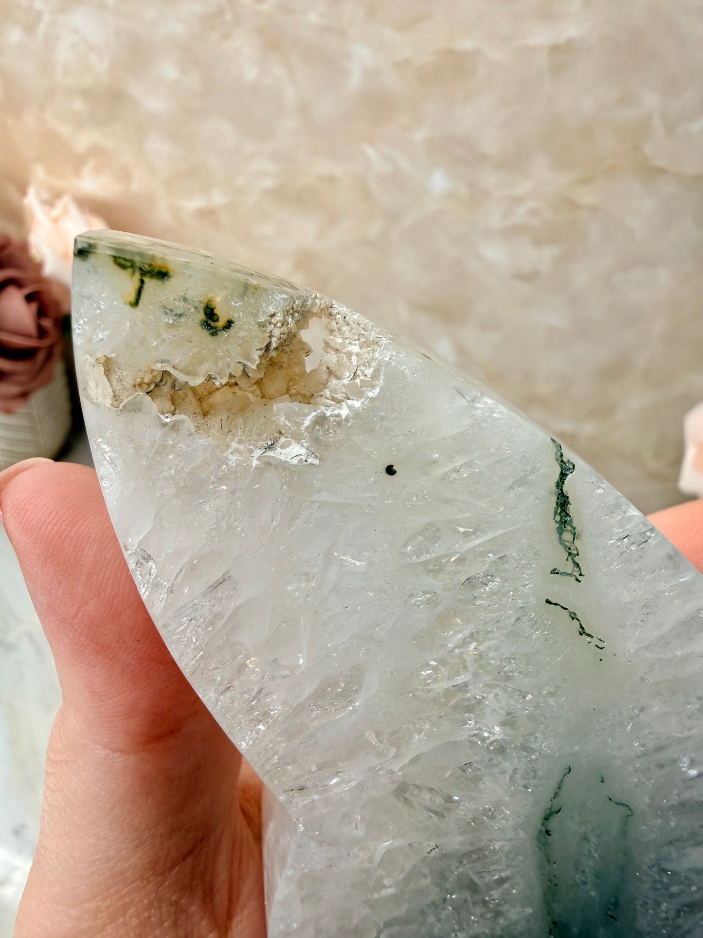 Moss Agate Self-standing Butterfly