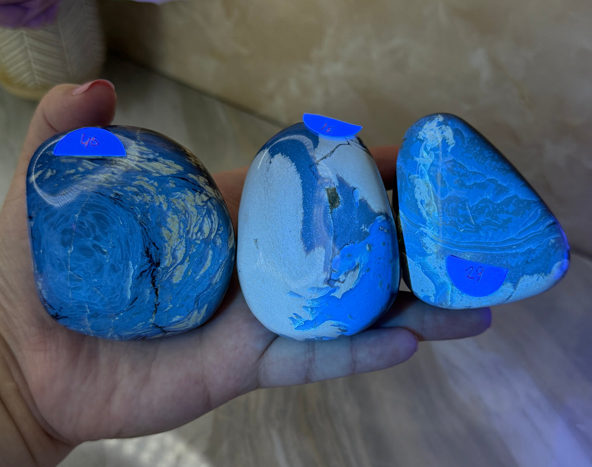 UV Reactive Indonesian Blue Amber Freeform