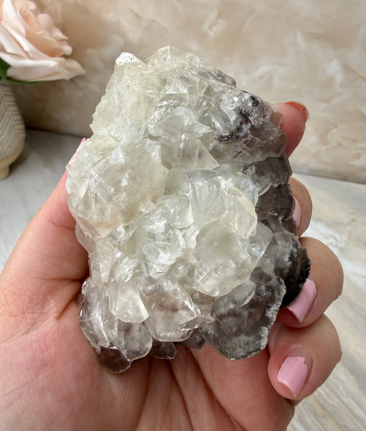 Rose Calcite with Chalcopyrite