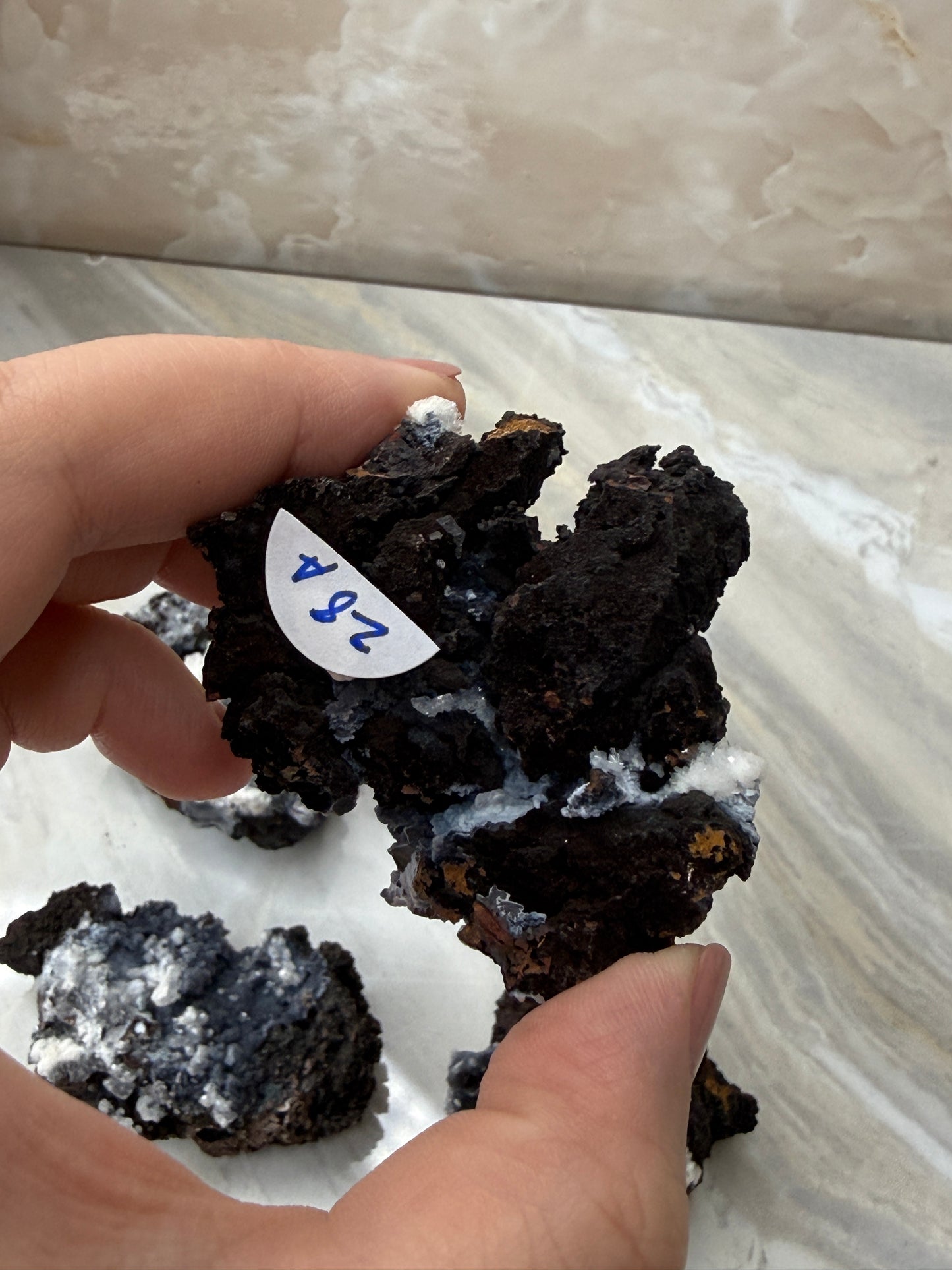 Chalcedony & Aragonite on Goethite