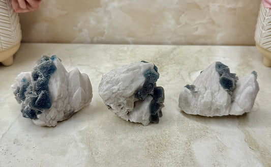 Octohedrical Fluorite on Candle Quartz