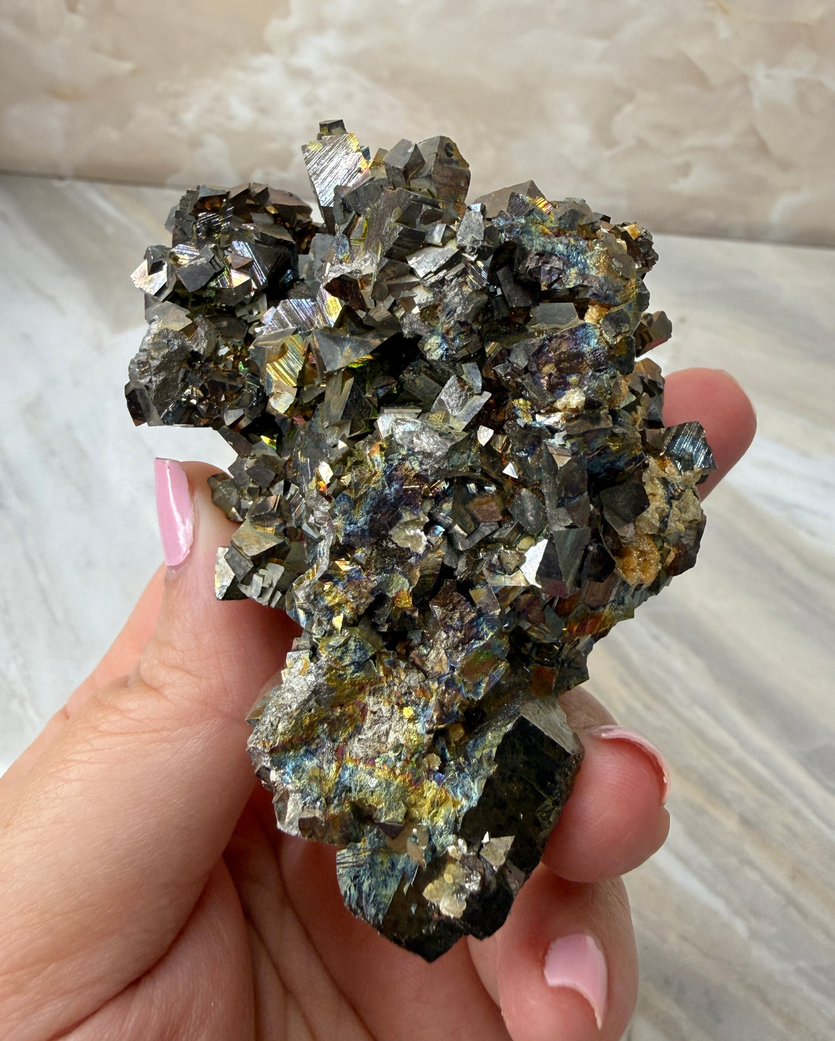 Iridescent Pyrite Cluster