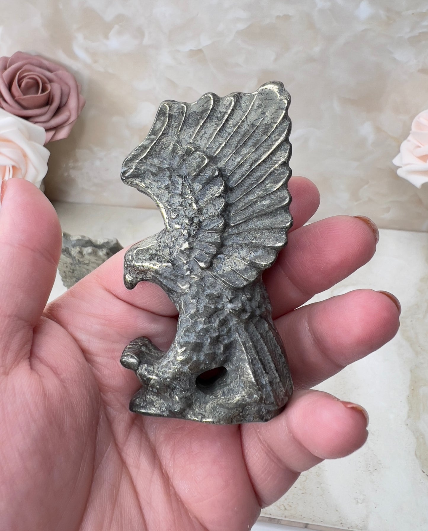 Pyrite Eagle Carving