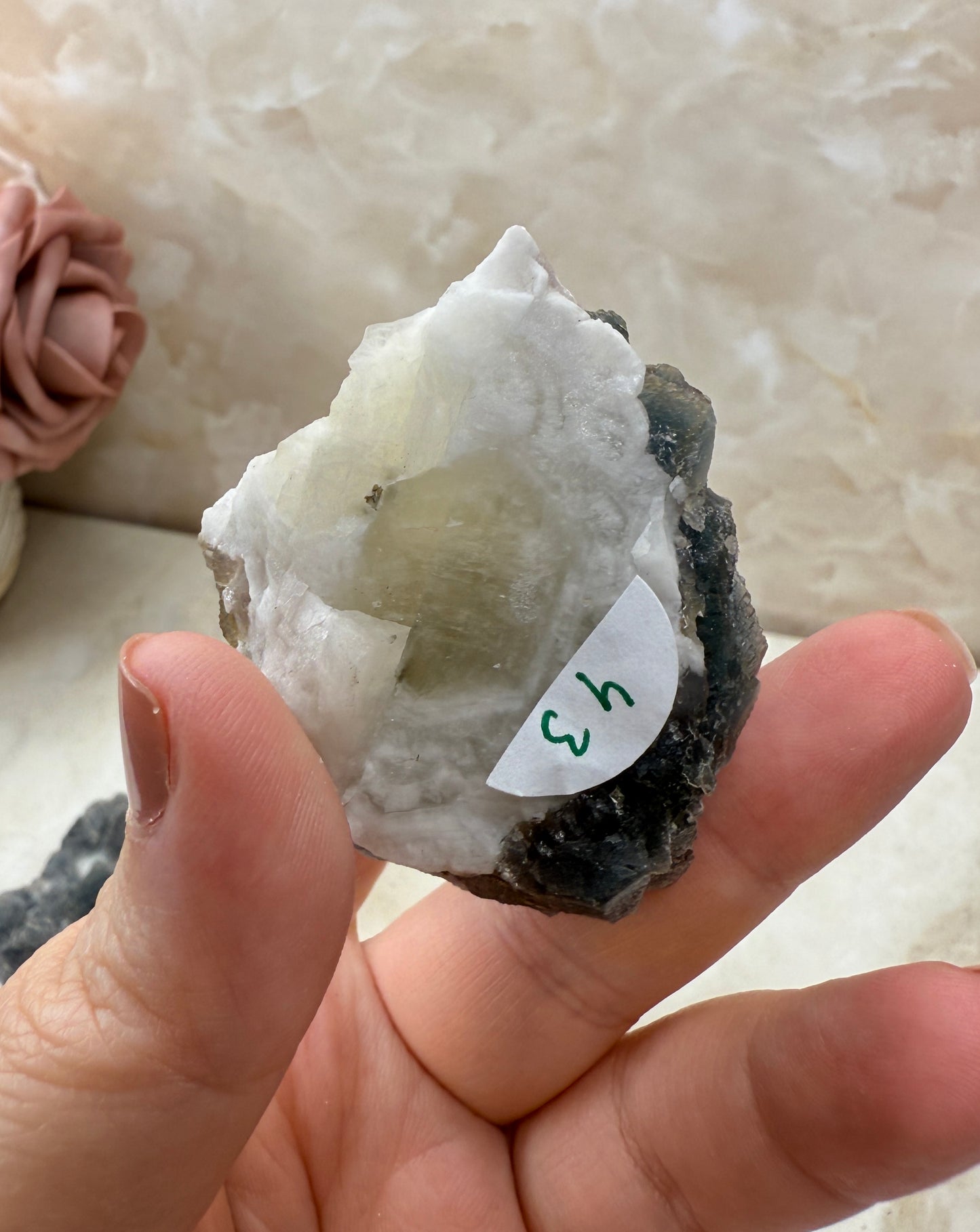Octohedrical Fluorite on Candle Quartz