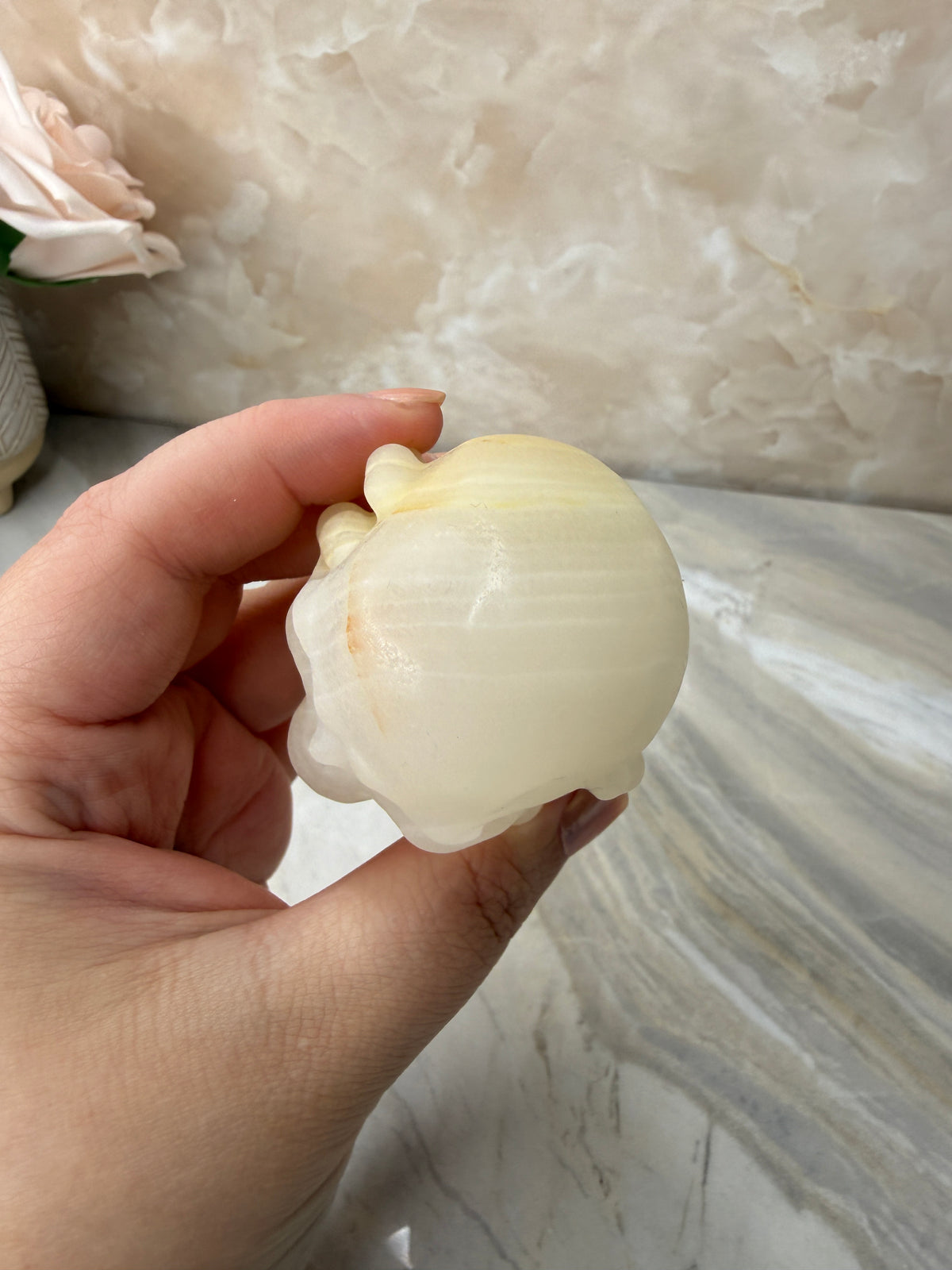 Onyx Skull in Hand Carving