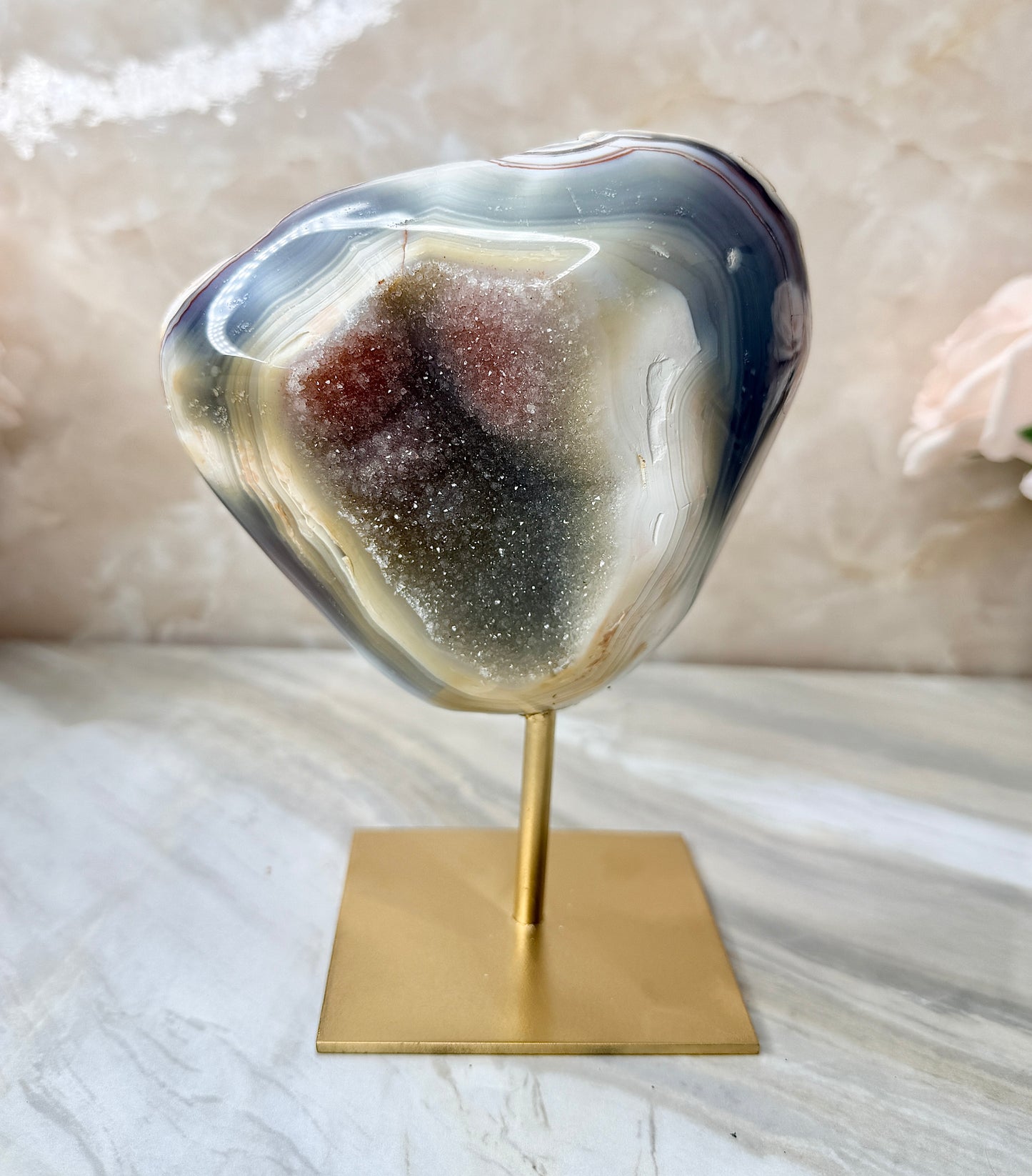 Druzy Agate on Stand