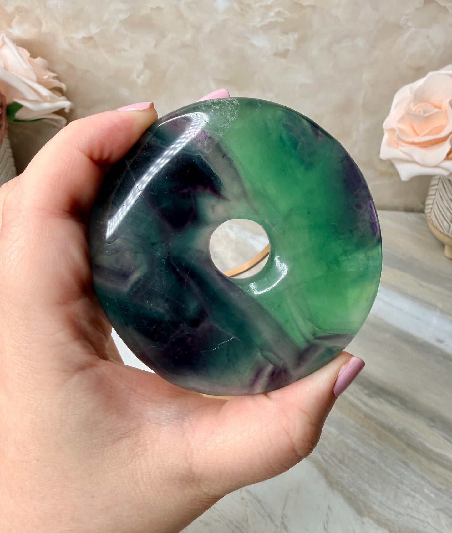 Fluorite Donut on Stand