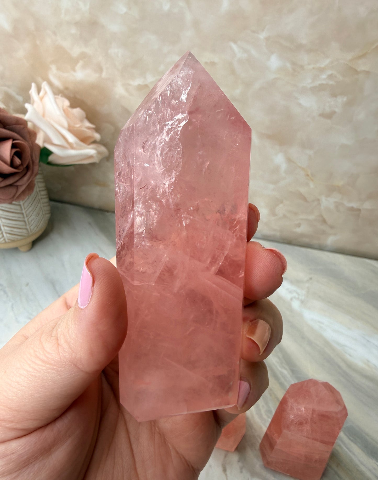High Quality Rose Quartz Tower