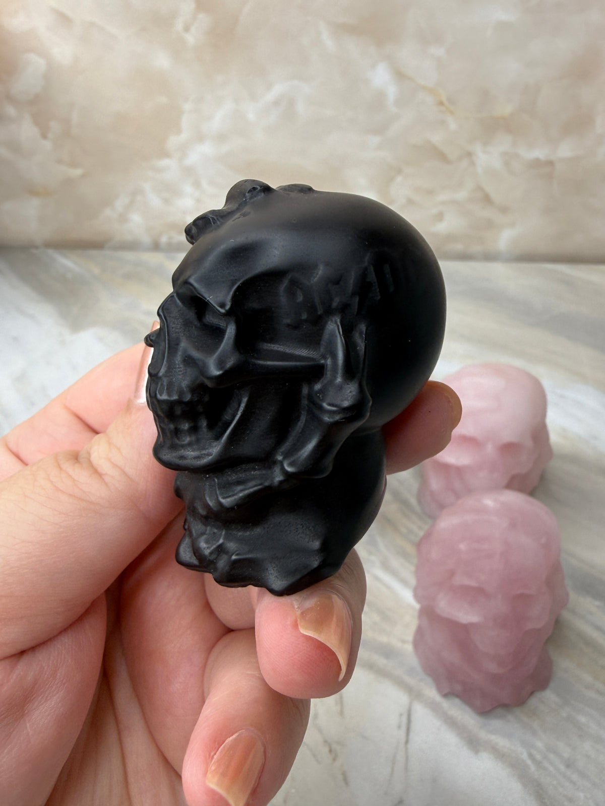 Crystal Skull in Hand Carving