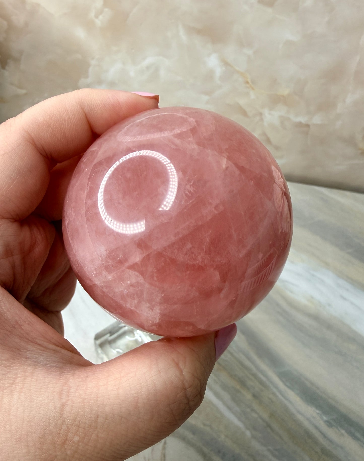 High Quality Star Rose Quartz Sphere 64mm