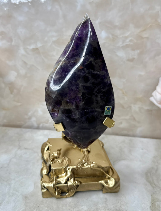 Amethyst Flame on Gold Stand