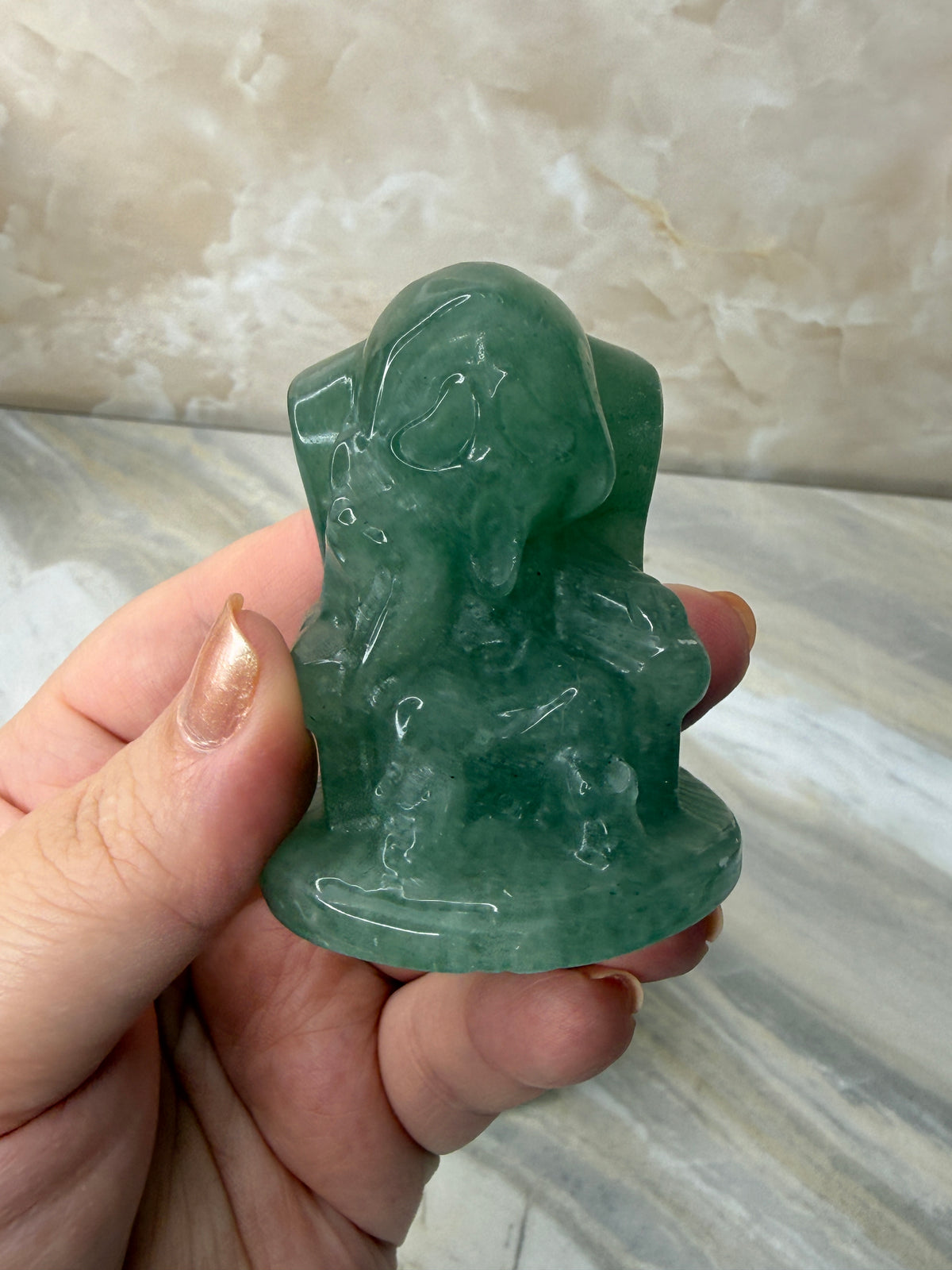 Green Aventurine Scream Carving