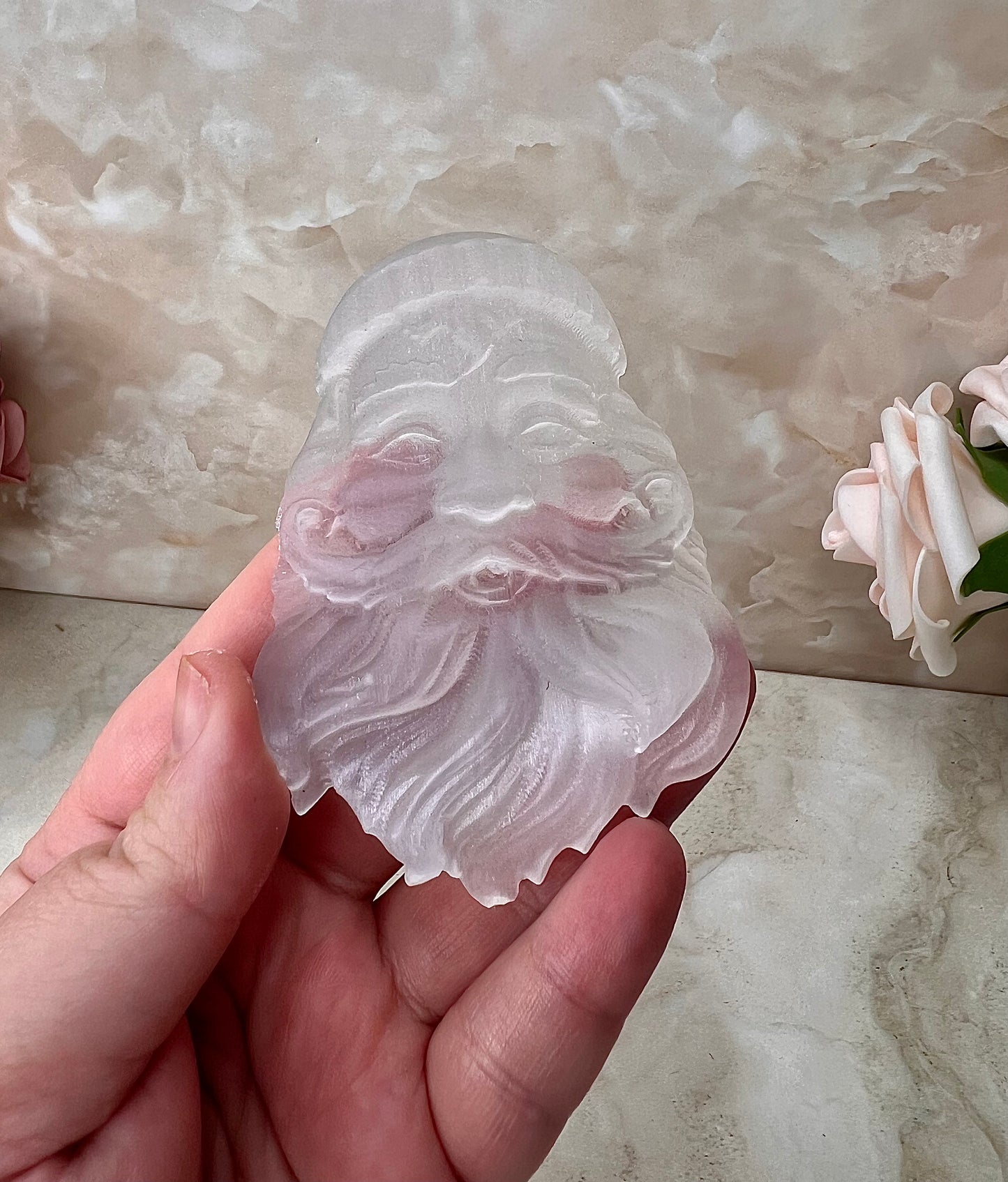 Selenite Santa Carving